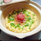 とり野菜みそで作るたまごとじ梅干しねこまんま雑炊